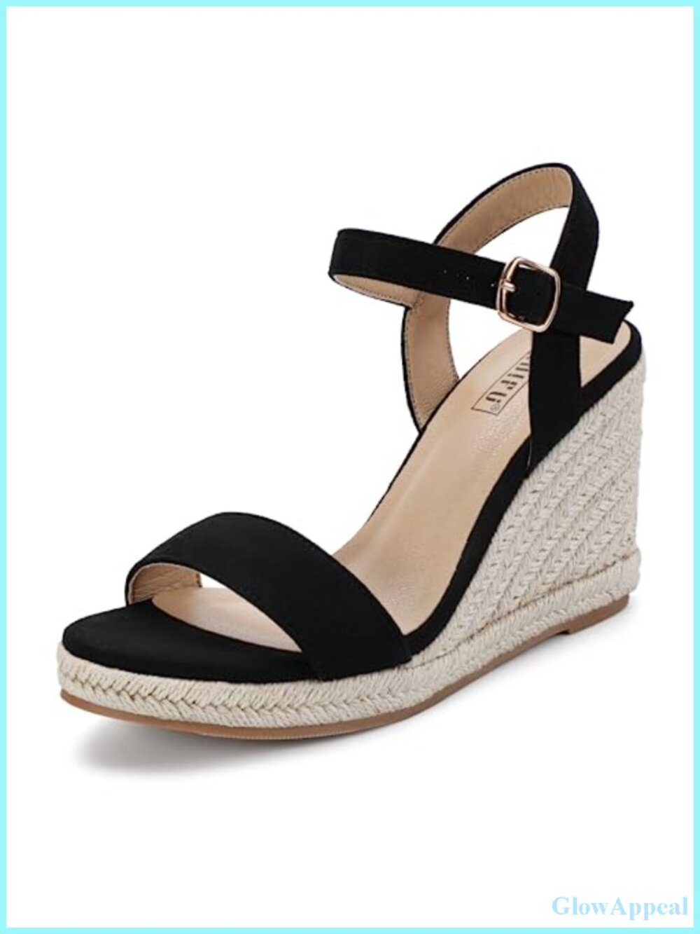 IDIFU Espadrille Wedge Sandals Open Toe Platform Heels Slingback Adjustable